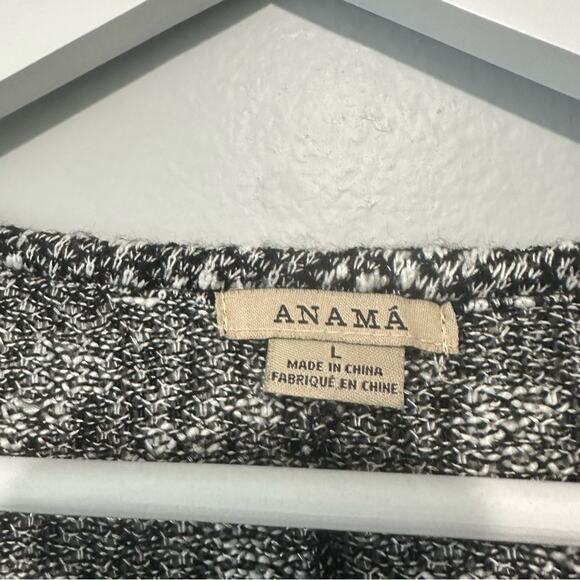 Anamá Anthroplogie Black and White patterned Knit Sweater blouse oversized large - Picture 8 of 10